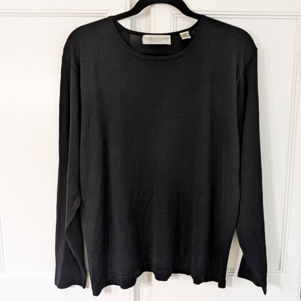 Valerie Stevens 100% Silk Black‎ Sweater Minimalist Size 1X